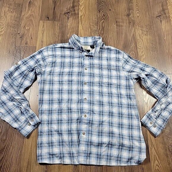 Redhead Shirt Mens Medium Blue Button Up Roll Tab Outdoors Bamboo Poly Vented - Picture 1 of 7